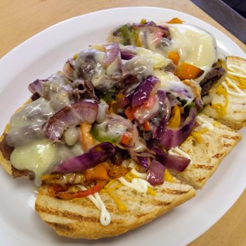 Sausalido Cafe - Philly Cheesesteak; Spit it three ways to share as a snack among students. Colorful veggies too! - Thai Near Me - Torrance, California