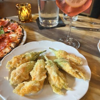 Mother Wolf - FIORI DI ZUCCA - Squash blossoms stuffed with ricotta romana - Italian Near Me - Los Angeles, California Mother Wolf - FIORI DI ZUCCA - Squash blossoms stuffed with ricotta romana - Italian Near Me - Los Angeles, California