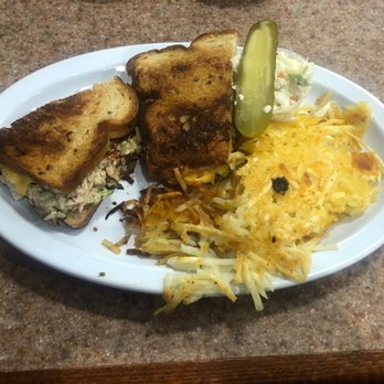 Toasted Cafe - Tuna melt with Hashbrowns. Amazingggggg - New American Near Me - Margate, Florida