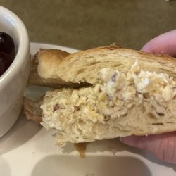 Barely any chicken salad in the sandwich.