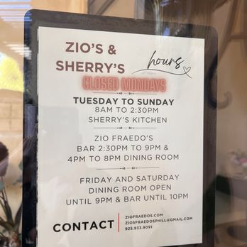 Zio Fraedo's - Hours - Italian Near Me - Pleasant Hill, California Zio Fraedo's - Hours - Italian Near Me - Pleasant Hill, California