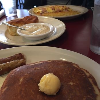 Sunny Side Up - Ham and cheese omelette in the back, biscuits and gravy, then pancake, sunny egg, and links up front. - Breakfast & Brunch Near Me - Moore, Oklahoma Sunny Side Up - Ham and cheese omelette in the back, biscuits and gravy, then pancake, sunny egg, and links up front. - Breakfast & Brunch Near Me - Moore, Oklahoma