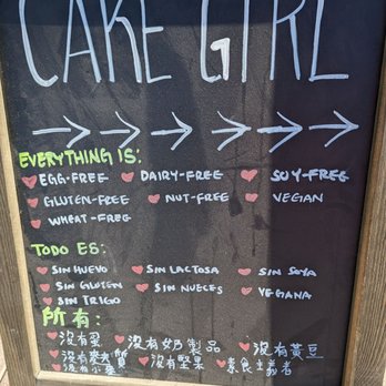 Cake Girl - Outdoor sign with allergy list. - Bakeries Near Me - Boyle Heights, California Cake Girl - Outdoor sign with allergy list. - Bakeries Near Me - Boyle Heights, California