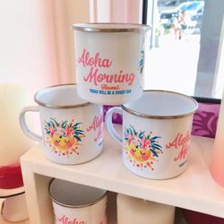 Island Soap & Candle Works - Cheerful Enamel Mugs by Local Artist Suzanne Jennerich