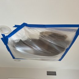 Giant hole in the ceiling. Never even attempted to fixed the leak.