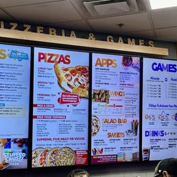 a pizza place menu