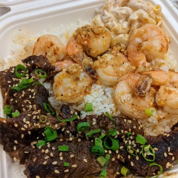 Da Bald Guy - Choose your own combo plate: kalbi and garlic shrimp - Food Trucks Near Me - Kahuku, Hawaii