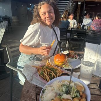 Old Schoolhouse Brewery - Old schoolhouse burger , Basket of Fries - Garlic Herb, Caesar Salad - Full - Breweries Near Me - Winthrop, Washington Old Schoolhouse Brewery - Old schoolhouse burger , Basket of Fries - Garlic Herb, Caesar Salad - Full - Breweries Near Me - Winthrop, Washington
