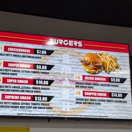 Burgers menu