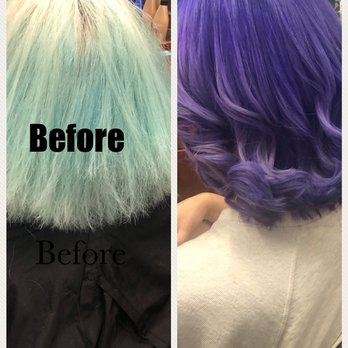 Precise Color N Cut Salon - Change Blue to purple by using city Beats Fashion colors by Red ken - Hair Extensions Near Me - Alpharetta , Georgia Precise Color N Cut Salon - Change Blue to purple by using city Beats Fashion colors by Red ken - Hair Extensions Near Me - Alpharetta , Georgia