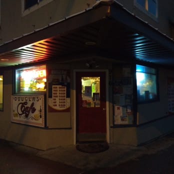 Douglas Cafe - the front of the restaurant at night - Cafes Near Me - Douglas, Alaska