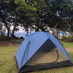Maui Camping Company - Camping set up on black sand beach!