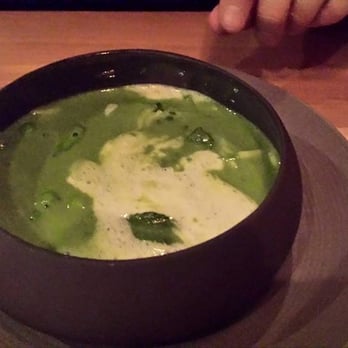Sweet Basil - Garden Pea Bisque with Sugar Snaps + Mint + Cilantro + Lime Whipped Cream + Onion Flowers - New American Near Me - Vail, Colorado Sweet Basil - Garden Pea Bisque with Sugar Snaps + Mint + Cilantro + Lime Whipped Cream + Onion Flowers - New American Near Me - Vail, Colorado