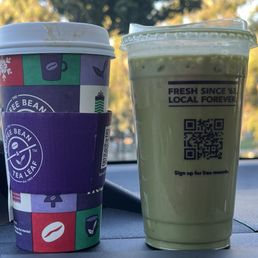 Tiramisu (left) and Layered Matcha (right). Mixed it into one drink!