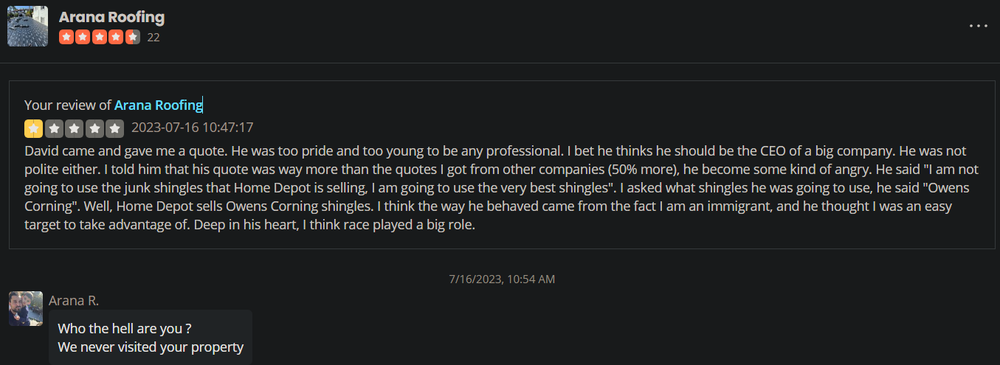 Slide of Arana Roofing