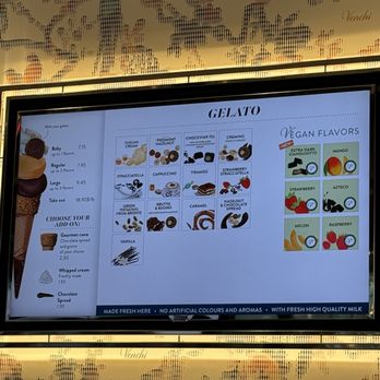 Venchi - Menu, some vegan flavors! - Gelato Near Me - San Diego, California