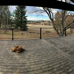 Affordable Deck Solutions - Panorama view of Composite deck build with Iron Fortress Railing in Centennial, CO