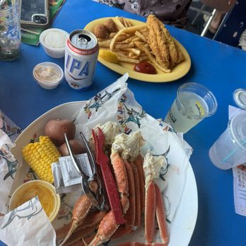 Tacky Jacks - Snow crabs! And fish platter. - Bars Near Me - Orange Beach, Alabama