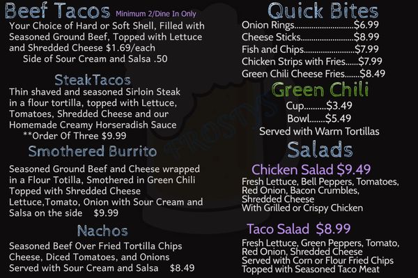 Menu photo 1 Frosty's Bar & Grill Casper, WY Menu photo 1 Frosty's Bar & Grill Casper, WY