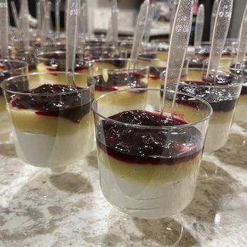Tres Bien - Lemon curd-ricotta and blueberry coulis parfaits - Caterers Near Me