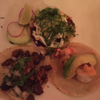 Mezcalero - Top: carne asada sope Bottom left: steak and chorizo taco Bottom right: shrimp taco - Mexican Near Me - Washington, DC, District of Columbia Mezcalero - Top: carne asada sope Bottom left: steak and chorizo taco Bottom right: shrimp taco - Mexican Near Me - Washington, DC, District of Columbia
