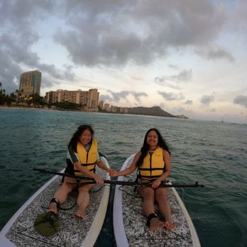 Nocturnal Adventures Hawaii - Posing on our paddle boards...this is fun! - Paddleboarding Near Me Nocturnal Adventures Hawaii - Posing on our paddle boards...this is fun! - Paddleboarding Near Me