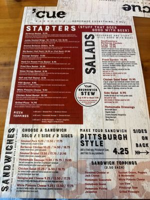 Menu photo 1 Cue Barbecue Milton, GA