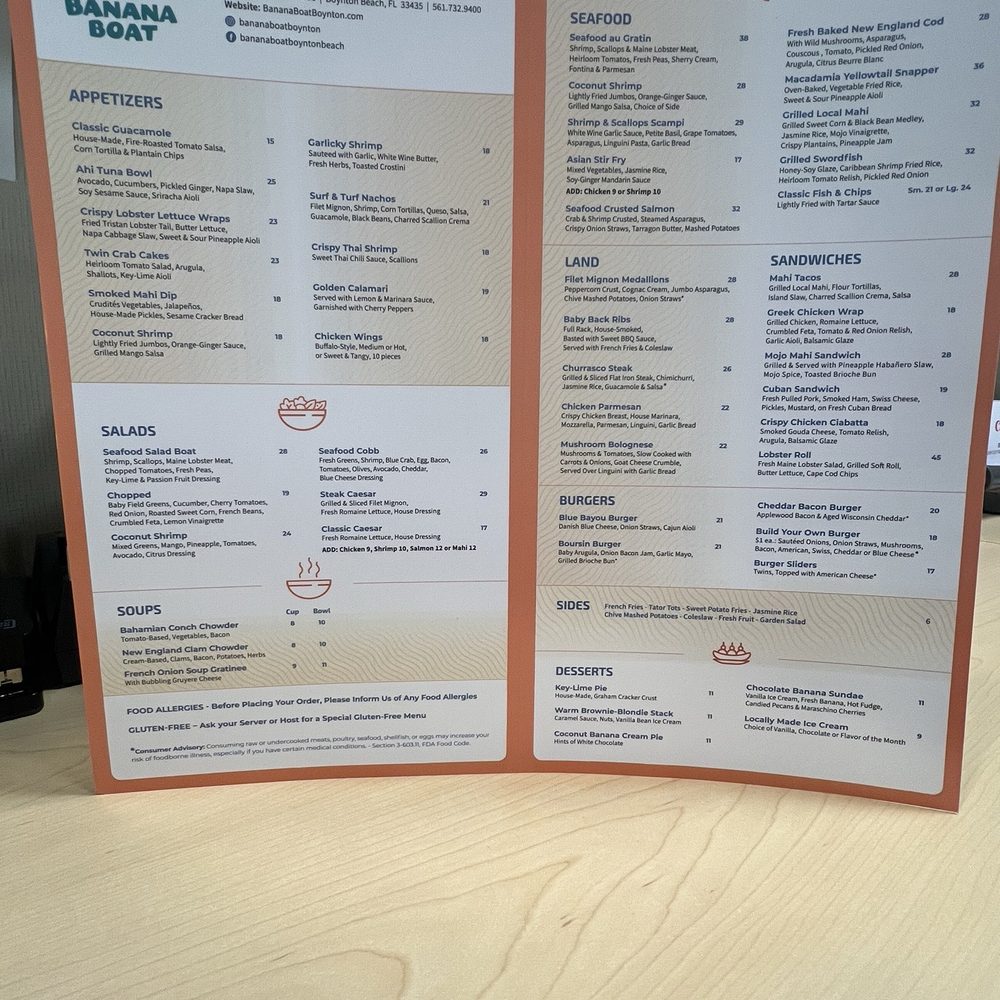 Banana Boat - Menu - Lounges Near Me - Boynton Beach, Florida