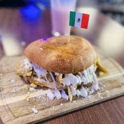Chilaquiles Torta  + Strawberry -Banana Smoothie