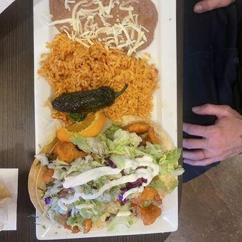 Mariscos Espinoza - Fish Taco plate! Tacos are huge! - Seafood Near Me - Colton, California Mariscos Espinoza - Fish Taco plate! Tacos are huge! - Seafood Near Me - Colton, California