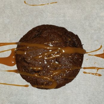 Brown Sugar Cookie Shop - a chocolate cookie drizzled with caramel - Desserts Near Me