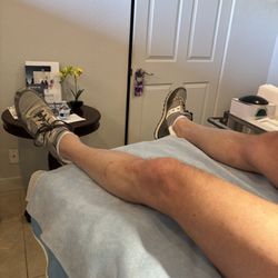 All About Skin Spa - I think he left his shoes on incase he needed to run away and cry. He was perfectly fine.