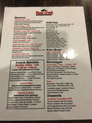 Menu photo 3 Moss Creek Fish House Pearl, MS Menu photo 3 Moss Creek Fish House Pearl, MS