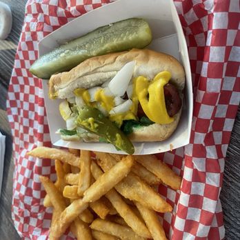 Burgers & Brews - Classic dog w/fries - New American Near Me - Glendale, Arizona Burgers & Brews - Classic dog w/fries - New American Near Me - Glendale, Arizona