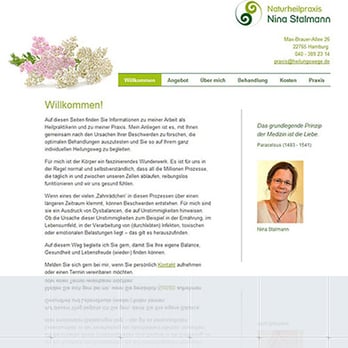 Sachers Design - SSENSE DESIGN Susanne Sachers | Konzeption, Web-Design, Programmierung für Nina Stalmann / Heilpraktikerin | www.heilungswege.de - Graphic Design Near Me - Hamburg, HH