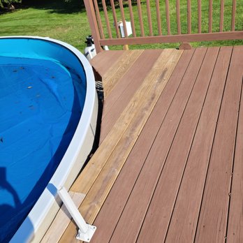P&P Carpentry - a wooden deck and above ground pool - Flooring Near Me - Westtown, New York
