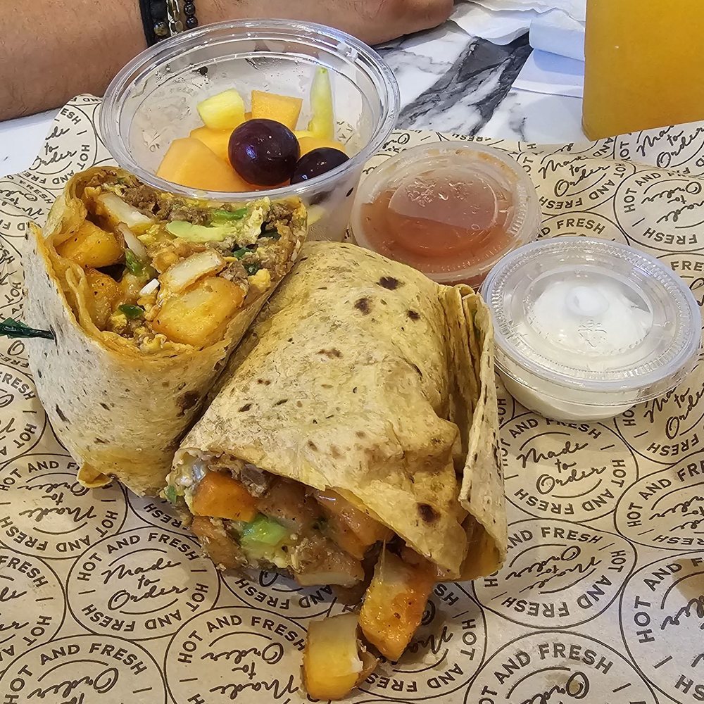 Village Cafe - Spanish burrito with fresh fruit cup - Coffee & Tea Near Me - Camarillo, California Village Cafe - Spanish burrito with fresh fruit cup - Coffee & Tea Near Me - Camarillo, California