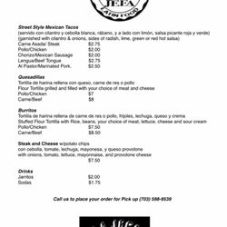 La Jefa - Menu