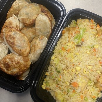 Dumpling House - D7. Vegetable Pot Stickers (12)(蔬菜鍋貼) and F3. Vegetable Fried Rice (蔬菜炒飯) - Pan Asian Near Me - Sacramento, California Dumpling House - D7. Vegetable Pot Stickers (12)(蔬菜鍋貼) and F3. Vegetable Fried Rice (蔬菜炒飯) - Pan Asian Near Me - Sacramento, California