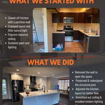 RRR Construction - We removed walls, reworked the layout, and added modern lighting. Brighter, more functional, and beautiful. - Fences & Gates Near Me