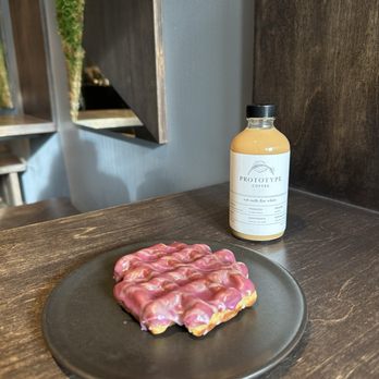 Prototype Coffee - Lemon bergamot waffle, oat milk flat white - IG @bougiefoodieboi - Coffee Roasteries Near Me - Vancouver, British Columbia