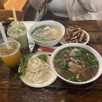 Hanco's - Beef Beef Broth Pho  Grilled chicken pho  Passion Fruit Bubble Tea Matcha Bubble Tea - Vietnamese Near Me - Brooklyn, New York