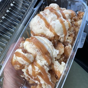 Lolly's Creamery - Apple Pie Ice Cream Caramel Sunday on top of Apple Pie ‍ - Desserts Near Me - Virginia Beach, Virginia