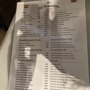 El Comercio - 9/12/22 menu - Tapas Bars Near Me - Seville, SE