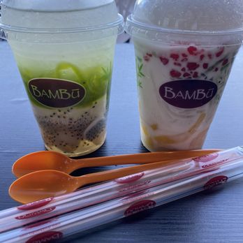 BAMBU - Our drinks. A No. 1 on the left and a No. 6 on the right. - Juice Bars & Smoothies Near Me - San Jose, California