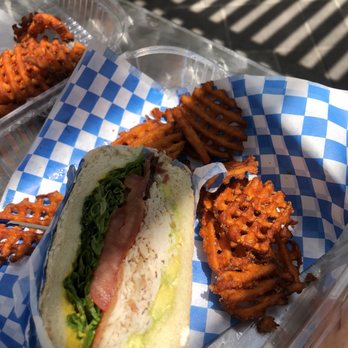 Chilly Jilly'z Bakery & Cafe - Sweet Potato Waffle Fries Tablt Sandwich (my half-- big enough to share) - Ice Cream & Frozen Yogurt Near Me - Boulder City, Nevada