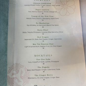 Xo Brasserie - Cocktail menu - Cantonese Near Me - Charleston, South Carolina