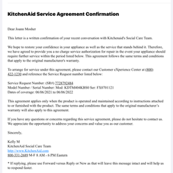 Gershey Appliance Service - Letter from kitchen aid after my corporate complaint about gershey appliance repair