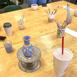At the painting tables