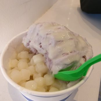 Teaspoon - Taro shaved snow with a generous serving of mochi, lychee popping bubbles and a drizzle of condensed milk. Absolutely delicious! - Desserts Near Me - San Francisco, California
